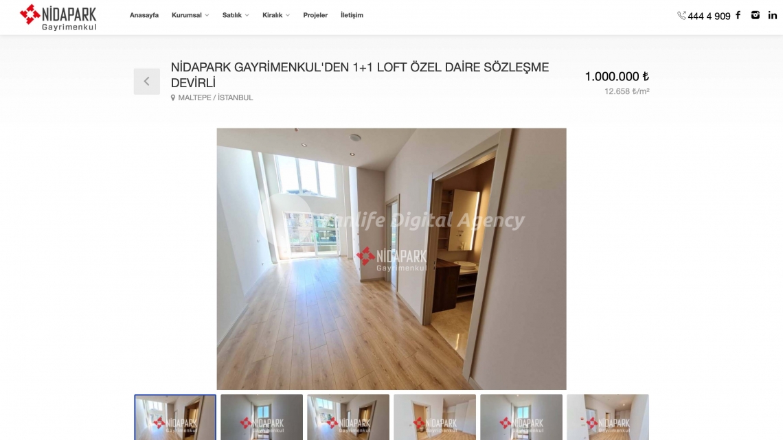 Tahincioğlu Nidapark Gayrimenkul Özel Yazılım ve Tasarım Gayrimenkul Danışmanlık Web Sitesi